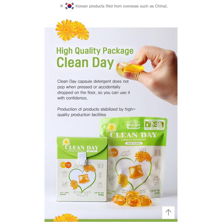 Viên Giặt Xả Hương Hoa Clean Day Hàn Quốc 28 Viên