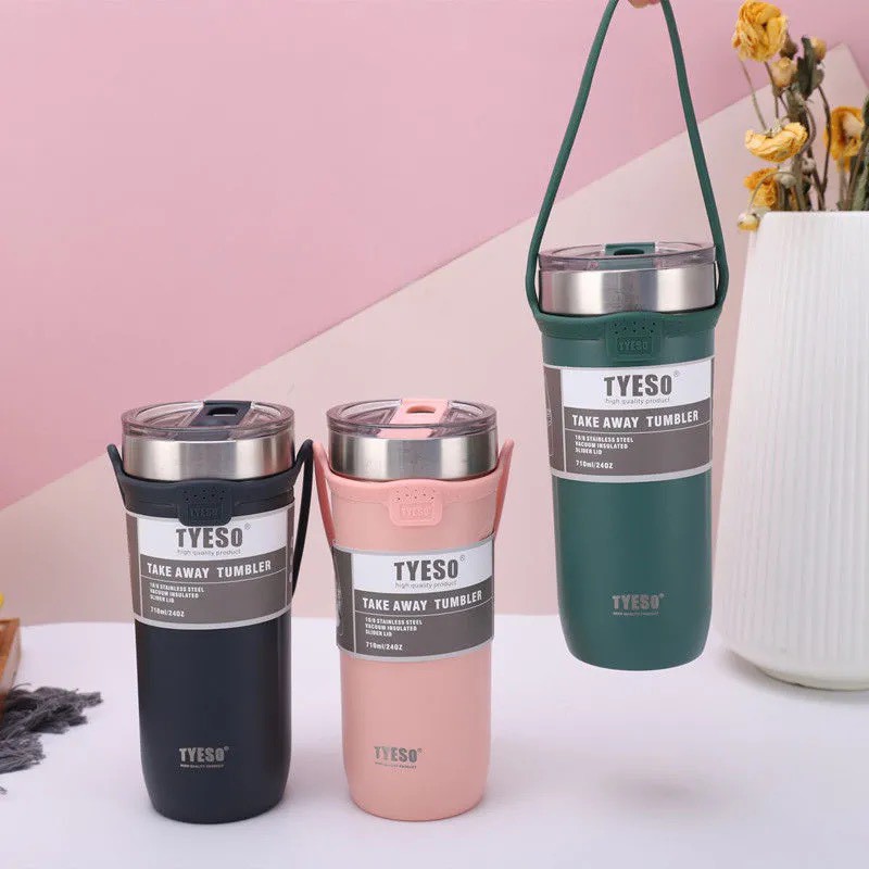 Ly giữ nhiệt Tyeso 710ML inox kèm quai treo tiện lợi mẫu mới nhất