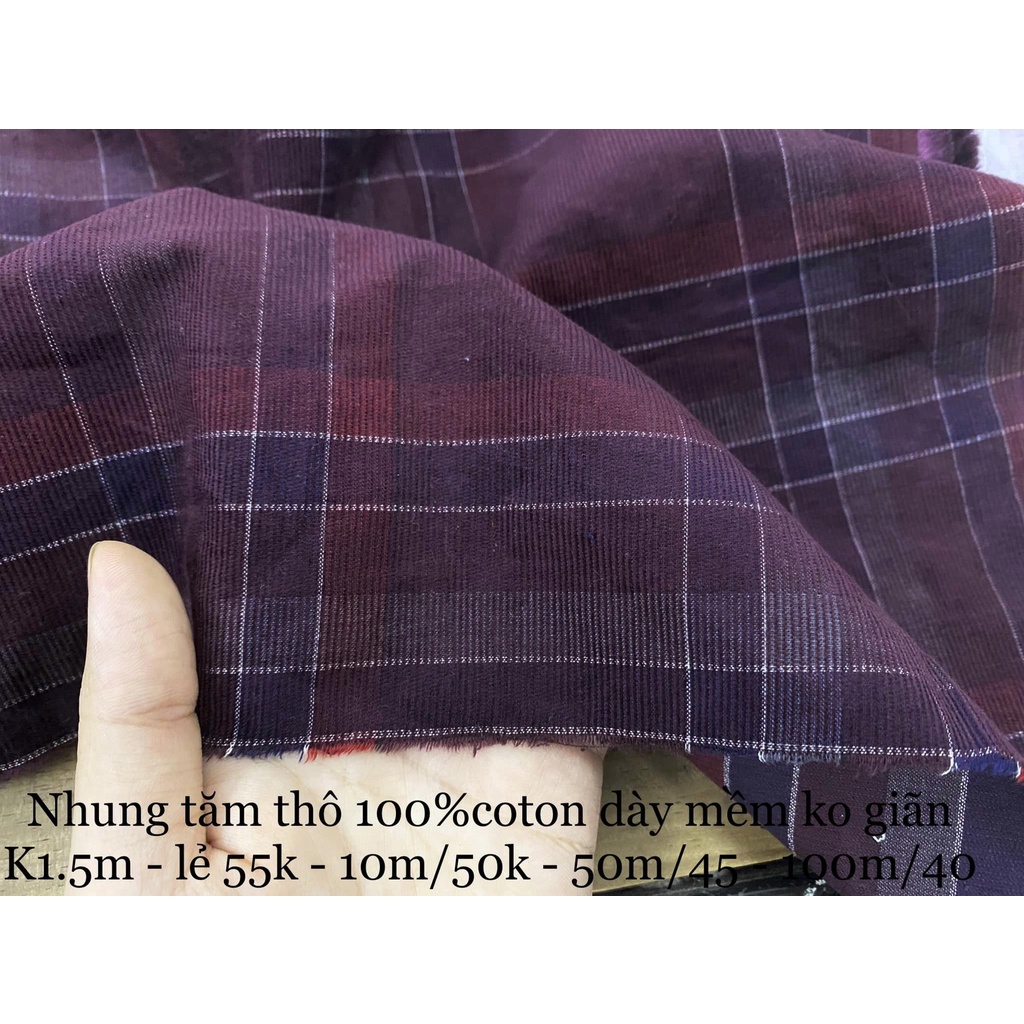 Vải Nhung tăm thô 100% cotton - Mềm mịn dày vừa
