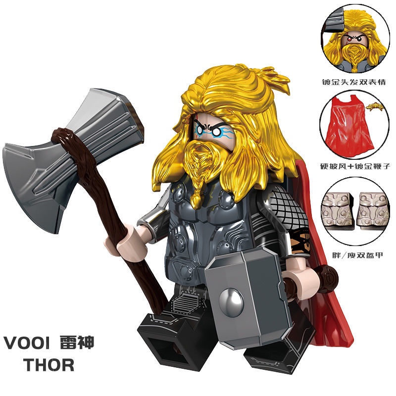 Marvel The Avengers Iron Man Thor Thanos Spider Man Building Blocks Đồ chơi nhân vật nhỏ