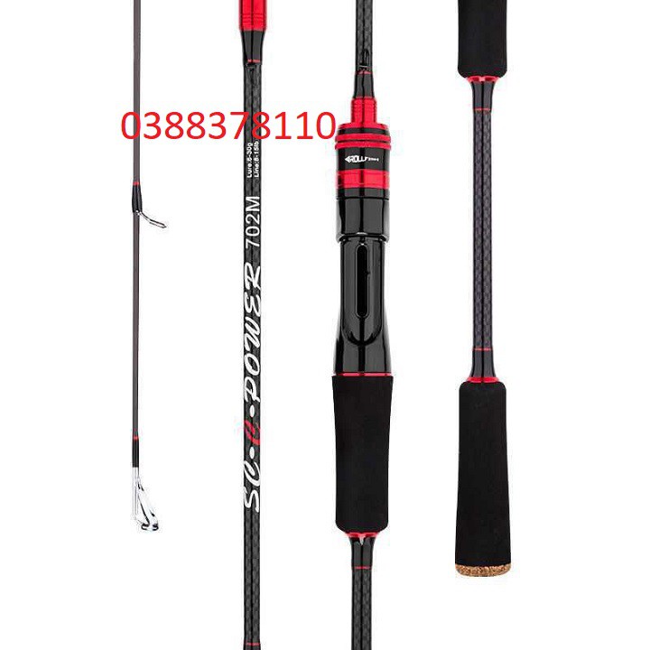 Cần Câu Lure 2 Khúc Máy Ngang Và Máy Đứng Carbon RollFish Đầu Bu Chống Xoắn - CL2K 7