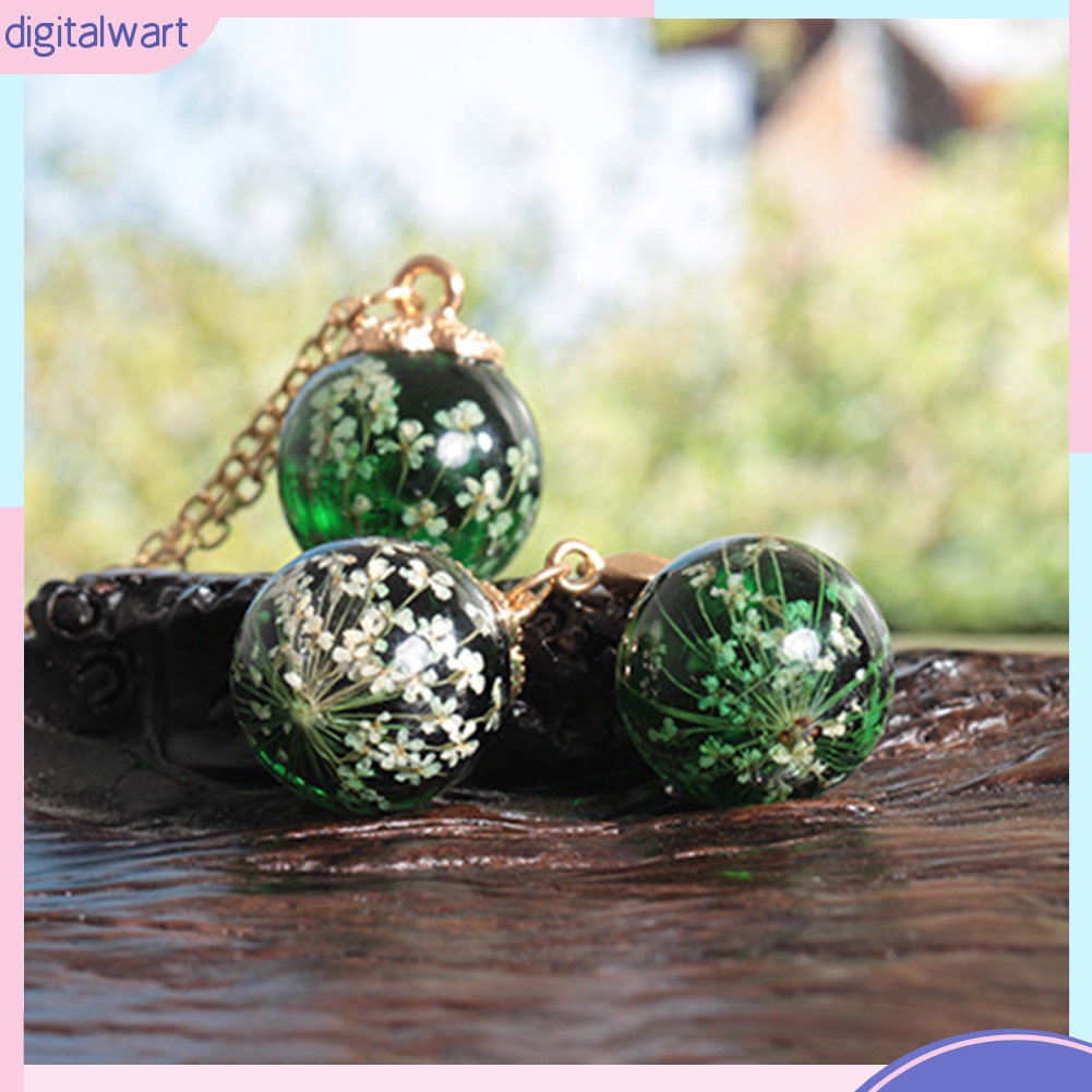 Vòng cổ Mặt Quả Cầu Thủy Tinh Chứa Hoa Khô Thời Trang Cho Nữ