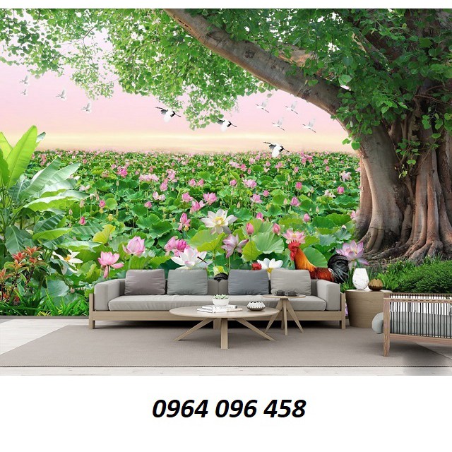 gạch ốp tường 3d mẫu tranh hoa sen - 09BV | BigBuy360 - bigbuy360.vn