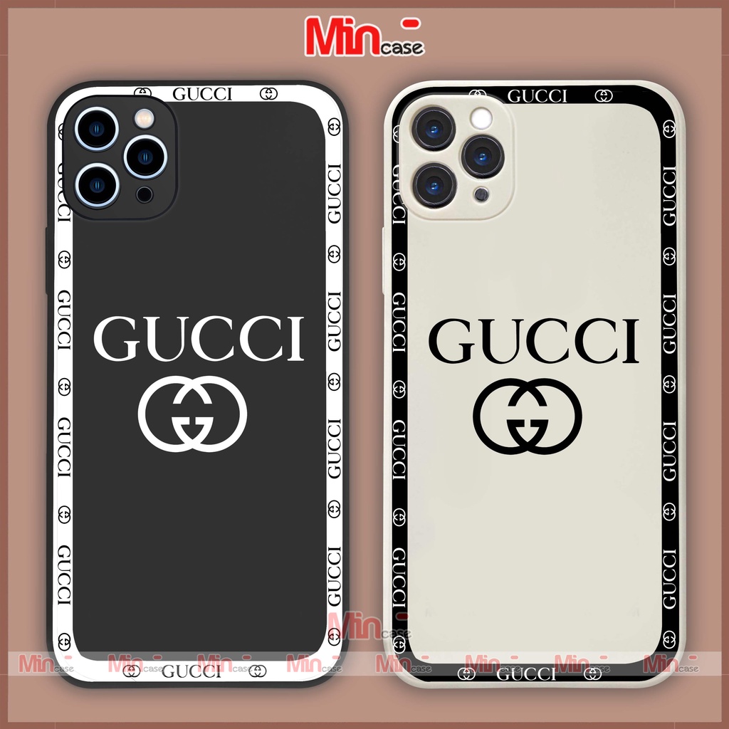 Ốp lưng iPhone Gucci cạnh viền vuông Silicon mềm dẻo bảo vệ camera cho iphone 6/6s/7/8/X/XS/11/12/13 Pro Plus Max