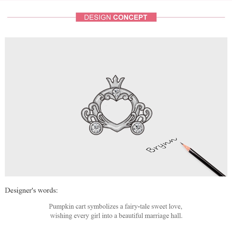 Hạt cườm Bamoer bạc S925 hình xe bí ngô làm vòng tay trang sức diy