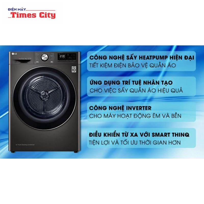 Máy sấy bơm nhiệt LG 9 Kg DVHP09B