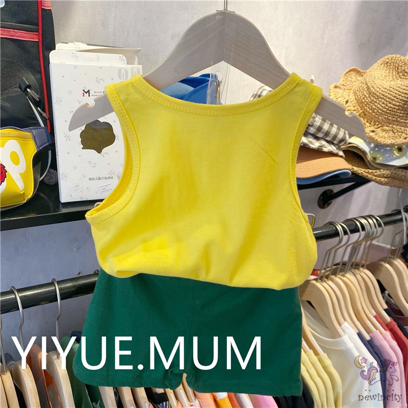 Bộ Áo Sát Nách In Hoạt Hình + Quần Short Kiểu Hàn Quốc Thời Trang Mùa Hè Cho Bé Trai