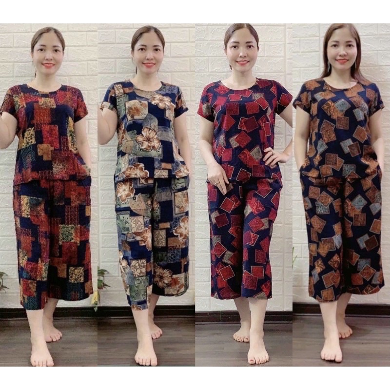 FREESHIP_  Bộ lanh đại trung tuổi , Bộ mặc nhà ống sớ lửng Anh Thư cực đẹp. size 2xl/3xl/4xl từ 55-70kg.
