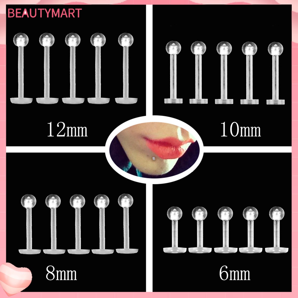 Set 5 Khuyên Mũi / Môi / Tai / Cơ Thể Trong Suốt Unisex