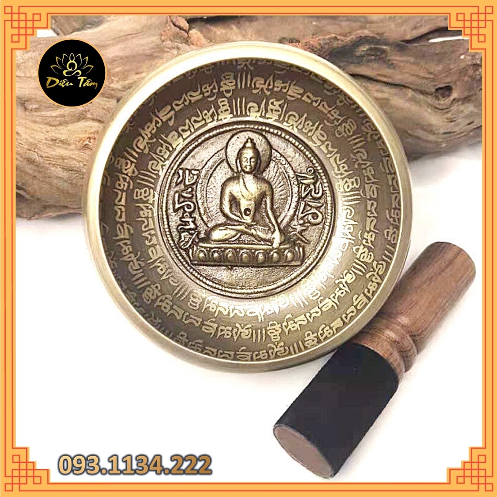 Chuông xoay Nepal thủ công handmade chọn mẫu kèm dùi da