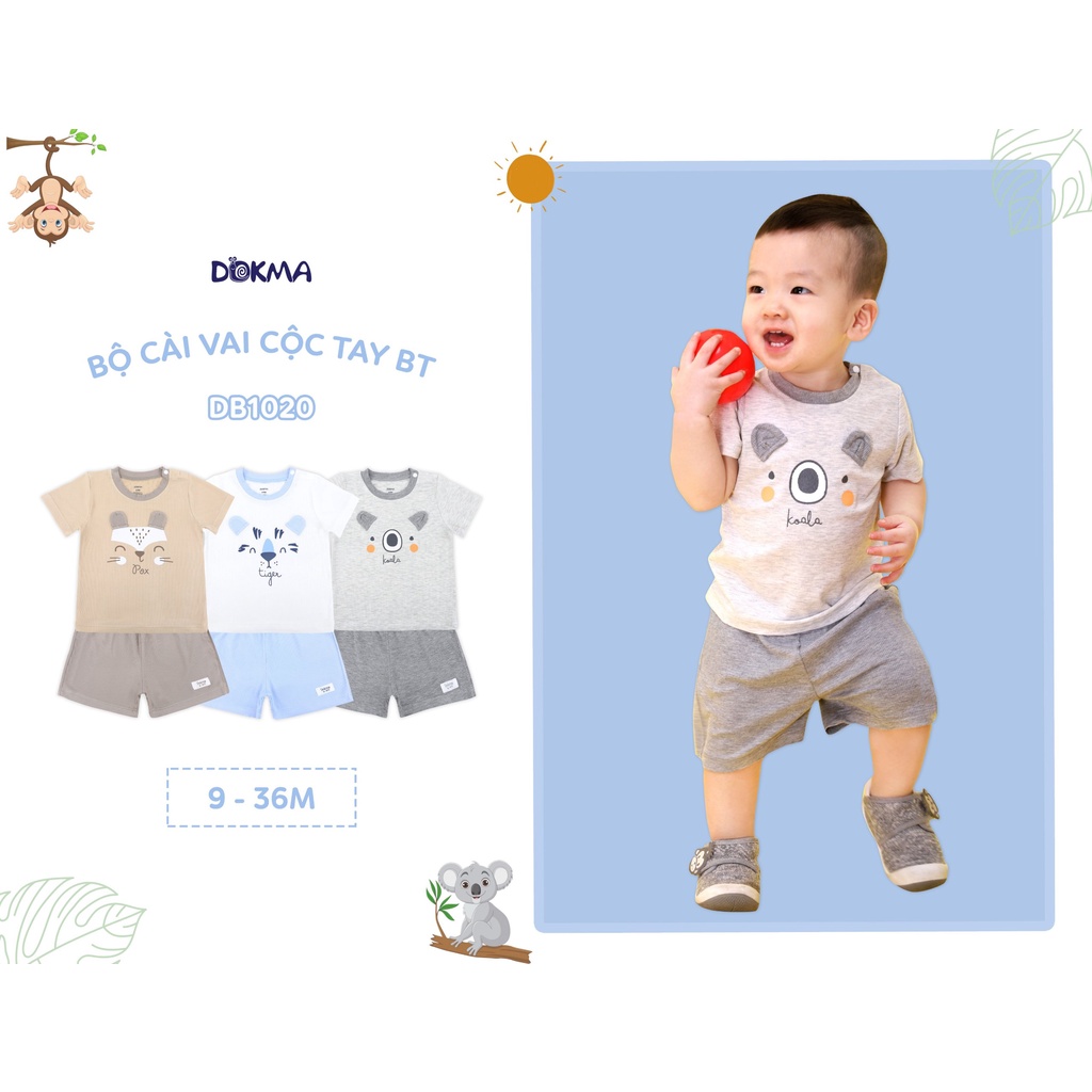 DB1020 Bộ cộc tay phối tai Dokma vải cotton tăm (9-36M)