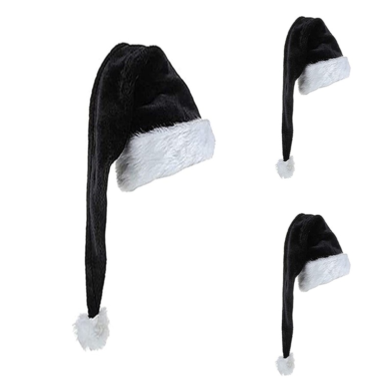 Mũ Ông Già Noel Bằng Vải Nhung Màu Trắng Đen Thoải Mái Dành Cho Người Lớn