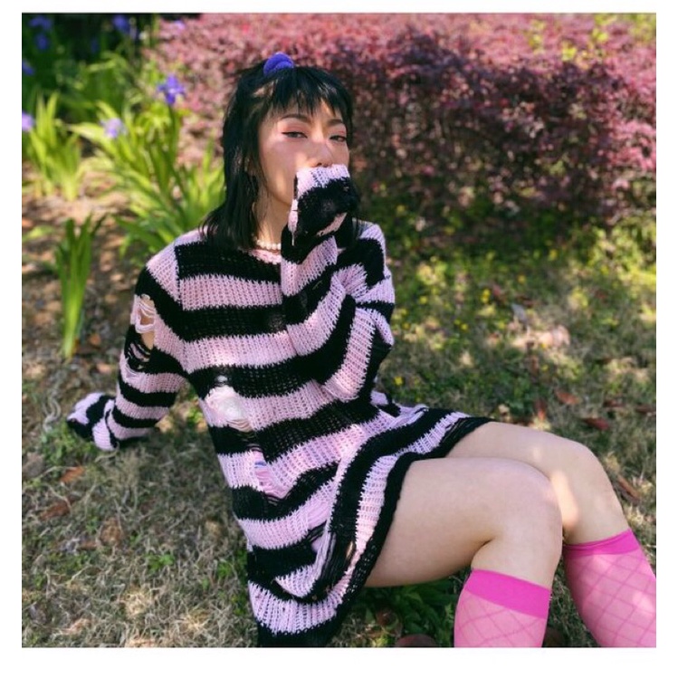 Áo len rách gothic egirl grunge harajuku punk rock | BigBuy360 - bigbuy360.vn