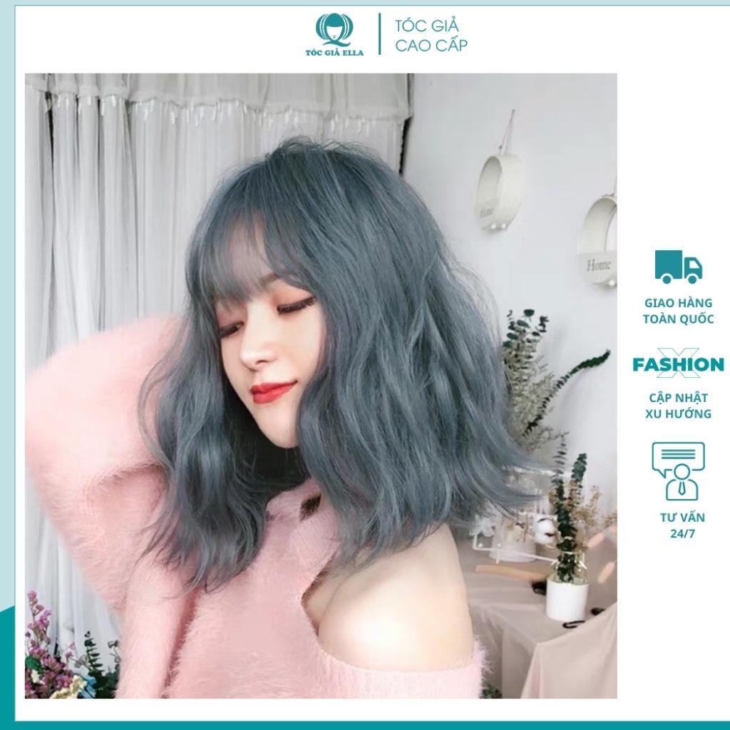 Tóc giả nữ cả đầu 🤓FREESHIP🤓 Tóc giả nguyên đầu víc xù xanh khói