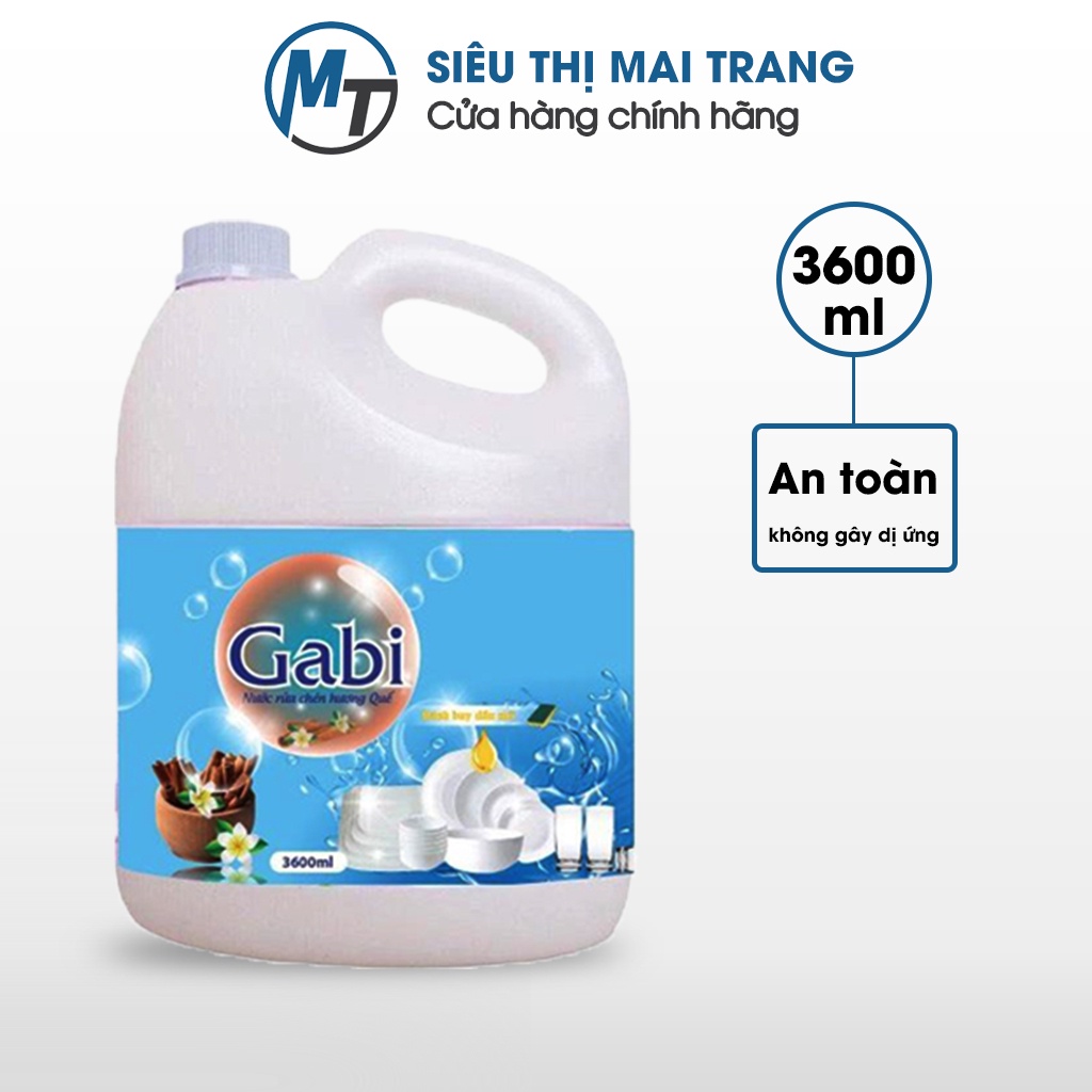 Nước rửa chén Gabi cao cấp không hại da tay, diệt sạch khuẩn - Dung tích 3.6L