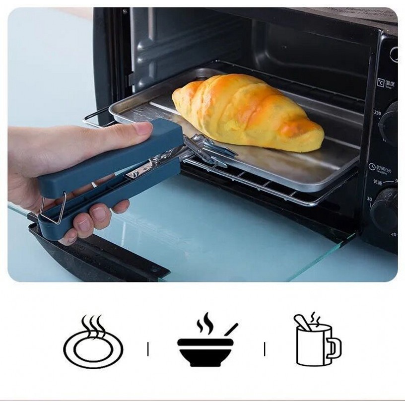 Kẹp Nhấc Bát / Đĩa Nóng Bằng Thép Không Gỉ Chống Trượt Có Thể Gấp Gọn Cho Nhà Bếp