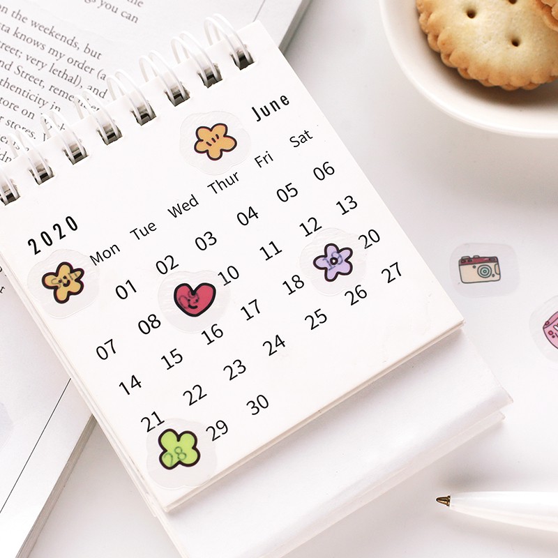 Sticker trong suốt cao cấp không thấm nước icon bé xinh dán planner bujo sổ tay dán trang trí giấy note Bò Sữa Shop