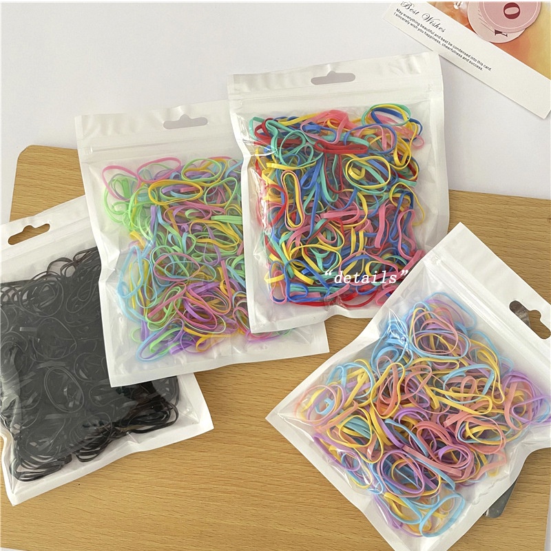 Set 200 Dây Thun Cột Tóc Nhiều Màu Sắc Họa Tiết Chấm Bi