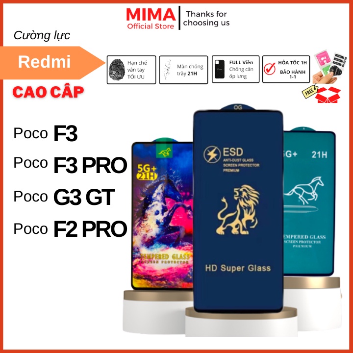 Kính cường lực Xiaomi Poco F3 Pro GT Full chống xước màn hình hạn chế bám vân tay tặng kèm bộ dán [OG]