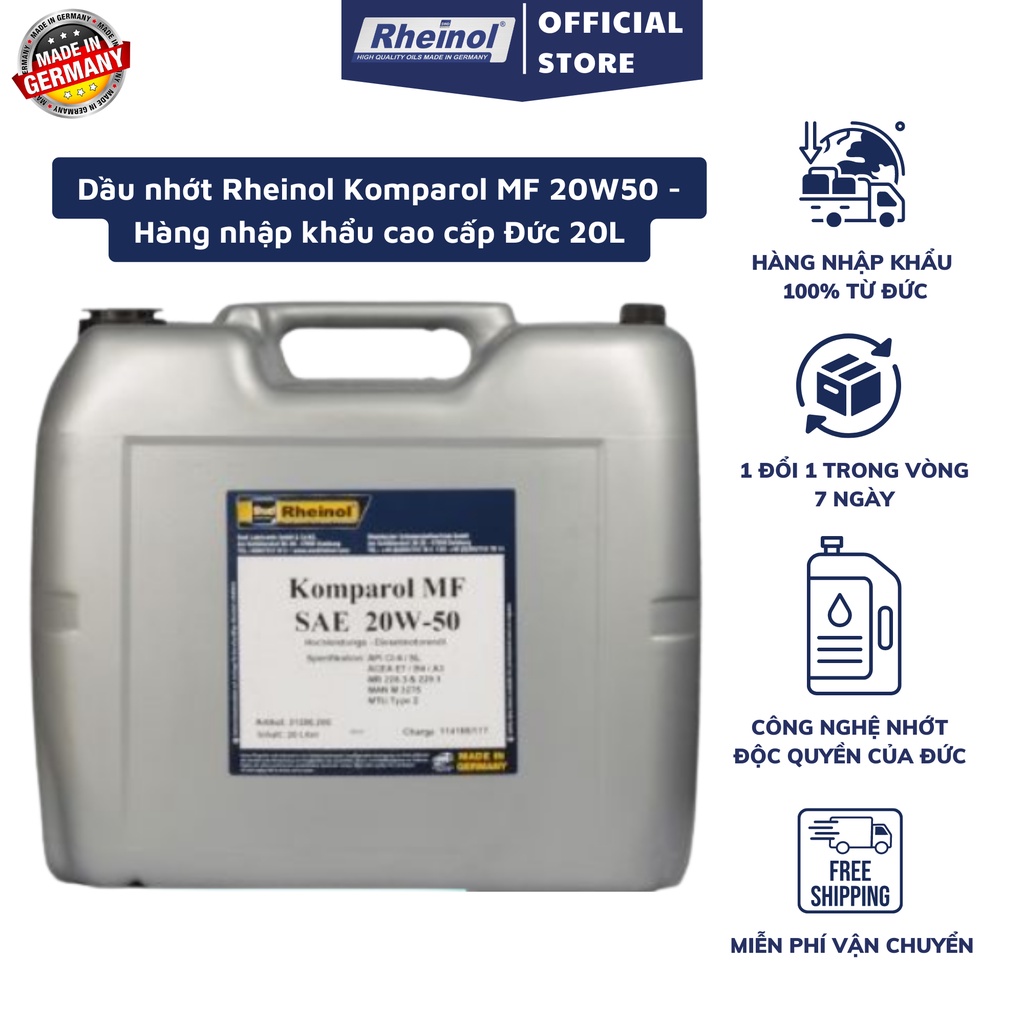 Dầu nhớt Rheinol Komparol MF 20W50 - Hàng nhập khẩu cao cấp Đức 20L