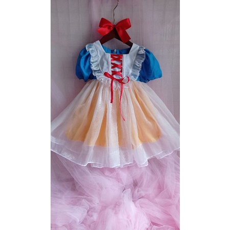 Đầm Công Chúa Bạch Tuyết Tặng kèm Nơ 🍓FREESHIP🍓 Váy Cổ Vuông Tay Ngắn Phong Cách Hàn Quốc Thời Trang Cho Bé Gái