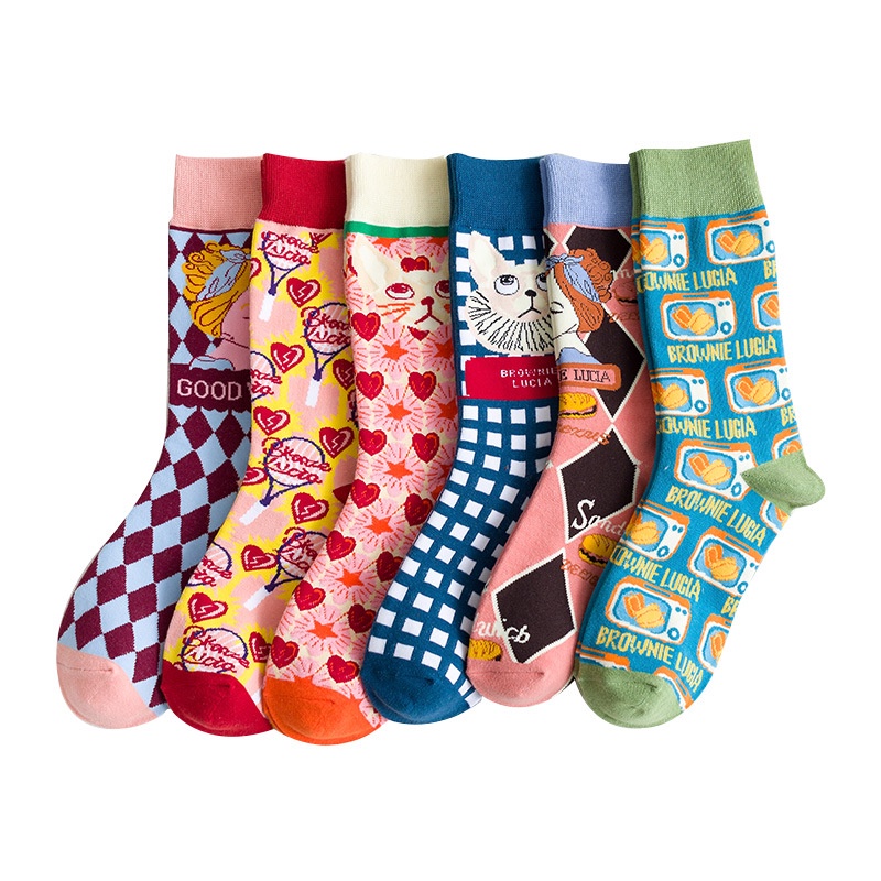 Vớ cotton in hình nhân vật hoạt hình dễ thương cho nữ