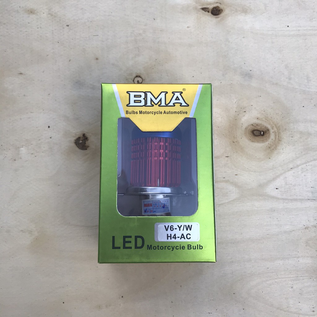 Đèn pha xe máy BMA V6 bi cầu chân H4 2 chế độ pha trắng cos vàng siêu sáng