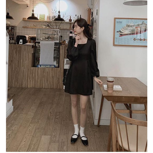 Đầm Tay Dài Thắt Eo Kiểu Dáng Đơn Giản 49606