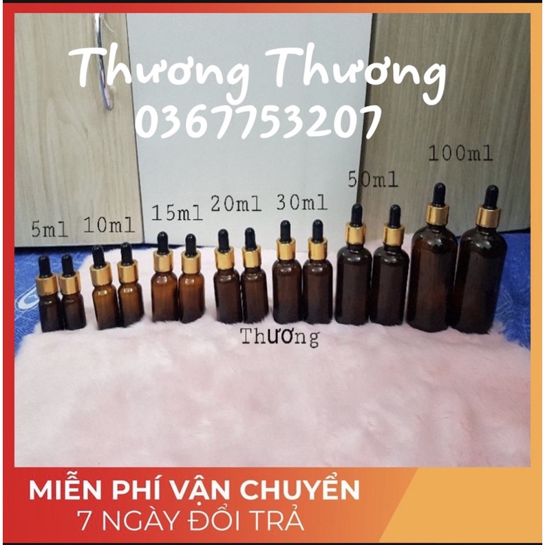 (RẺ NHẤT) chai chiết 3ml, 5ml, 10ml, 15ml mỹ phẩm, serum, tinh dầu thủy tinh