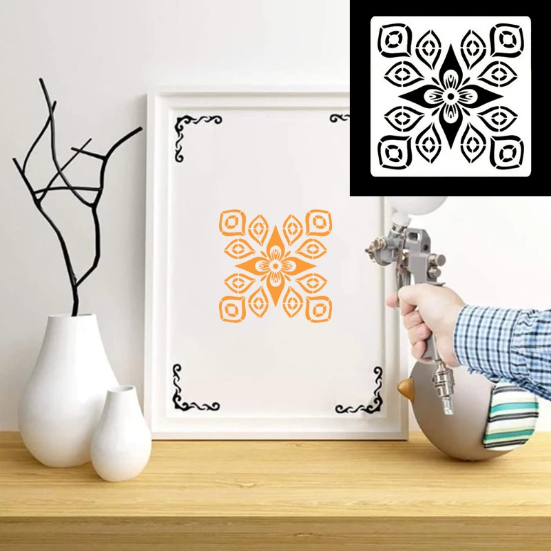 Set 16 Khuôn Tự Phun Vẽ Họa Tiết Mandala Có Thể Tái Sử Dụng