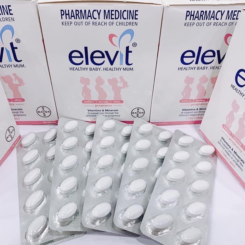 Vitamin tổng hợp cho mẹ bầu, mẹ sau sinh Bayer Elevit Pregnancy Multivitamin Úc 100 viên