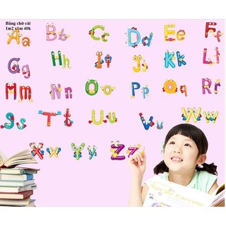 Decal dán tường bảng chữ cái in hoa in thường
