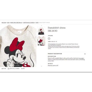 Freeship 99k TQ_Váy nỉ da cá Minnie thương hiệu H&M