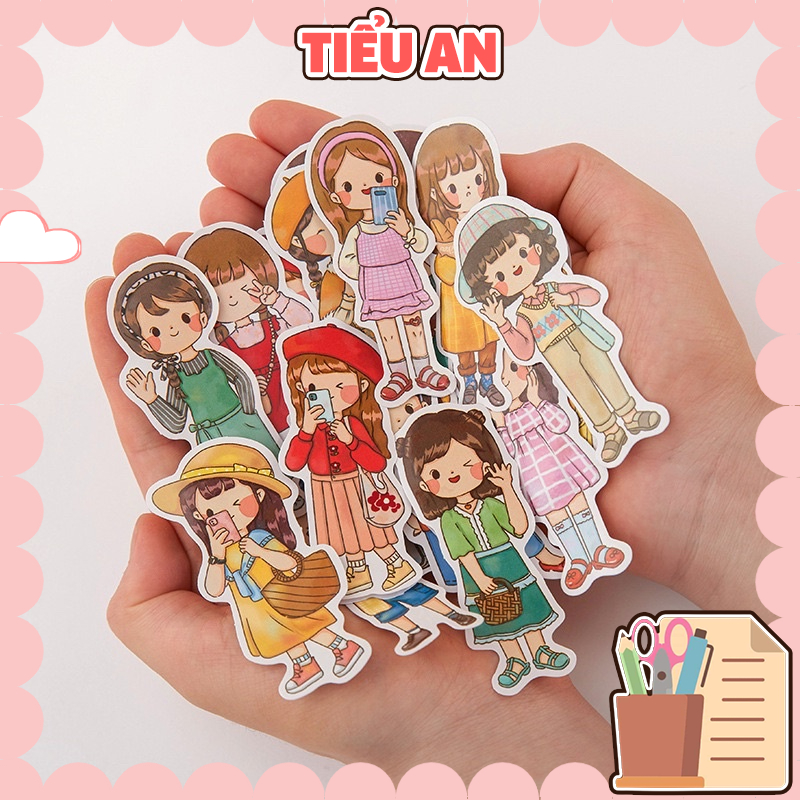 Set 20 Sticker Dán Hình Nhân Vật Chibi Siêu Dễ Thương