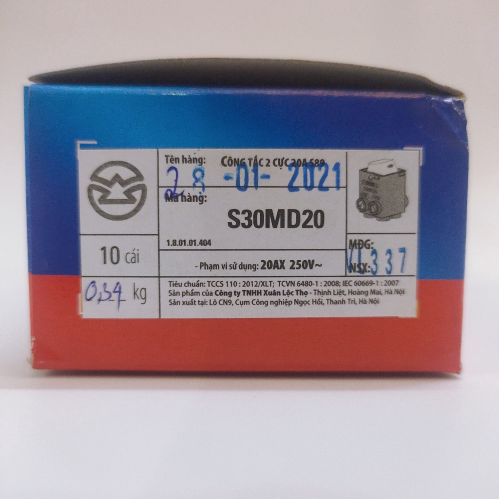 Công tắc 2 cực 20A SINO S30MD20 dùng chung cho Sê ri S18 , S98 , Zenlock
