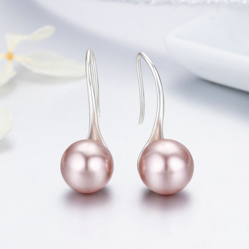 Đôi Khuyên Tai Bamoer SCE14 Dạng Móc Đính Ngọc Trai Giả Thời Trang Theo Phong Cách Hàn Quốc Cho Nữ