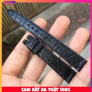 Dây đồng hồ da đà điểu nữ màu đen đủ size
