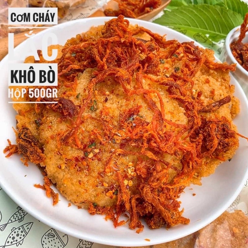 Cơm cháy lắc khô bò Hộp 500gr-  TỪ ĐƠN 50K,  Hàng ngon nhà làm