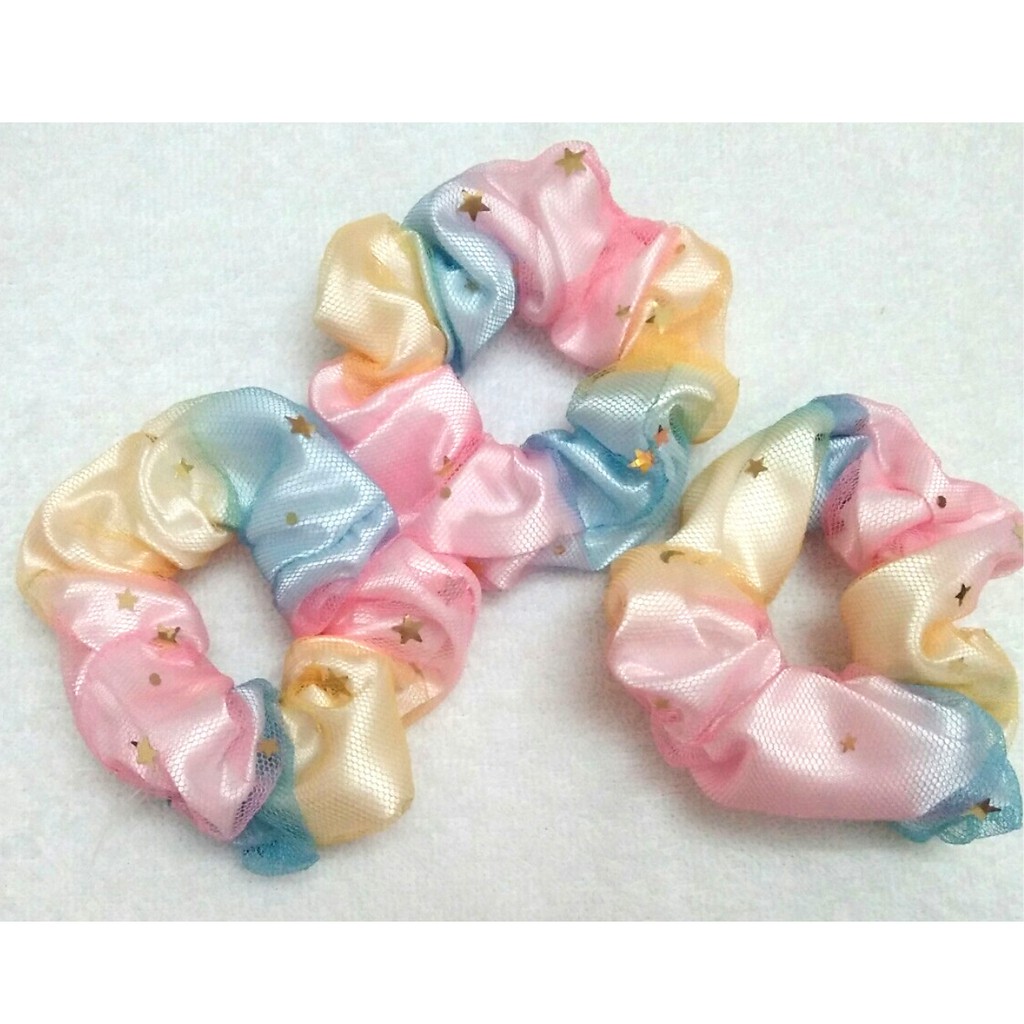 Cột Tóc Vải Scrunchies Cầu Vồng - Dây Buộc Tóc Scrunchies