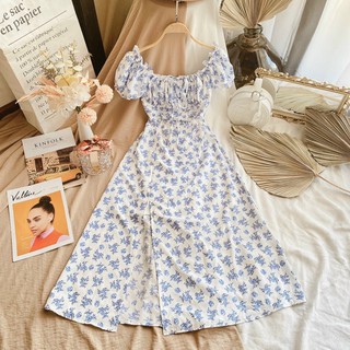 Đầm midi hoa nhí xẻ ( Hàng chuẩn shop)