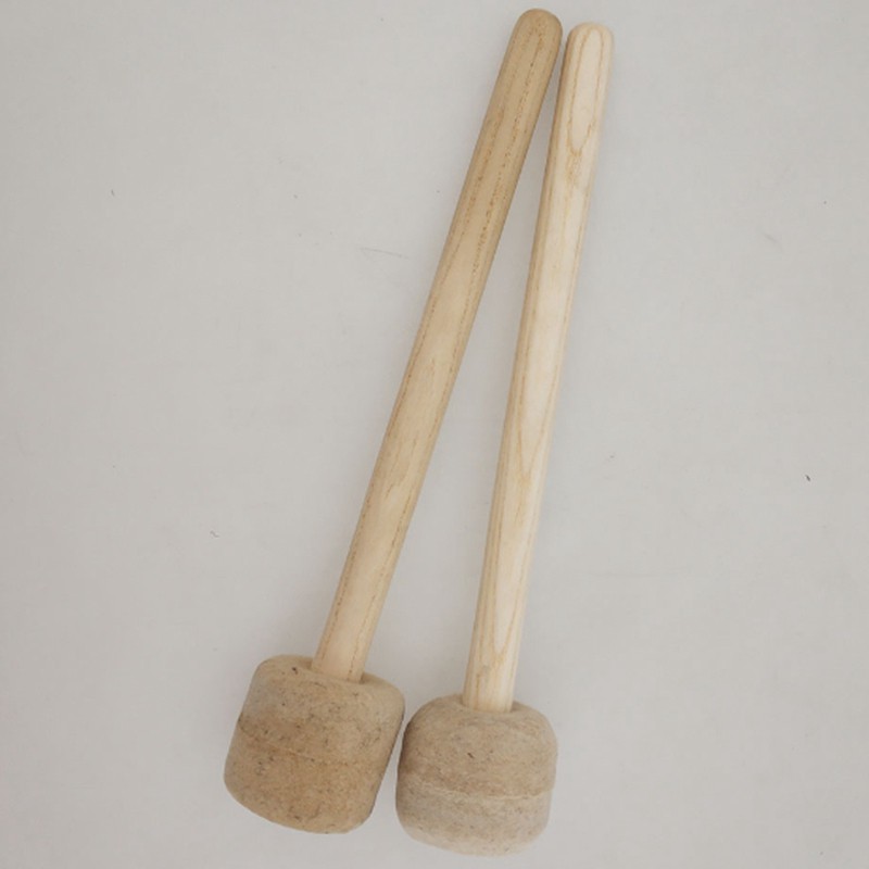 2Pcs Wool Felt Drum Stick Wood Handle Anti-Slip for Snare Drums