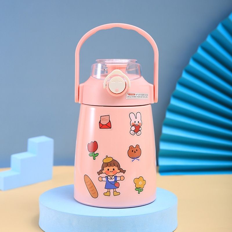 Bình giữ nhiệt ulike có ống hút inox 304 850ml giữ nhiệt 12h tặng sticker trang trí Miibooshi D2.084.DAM