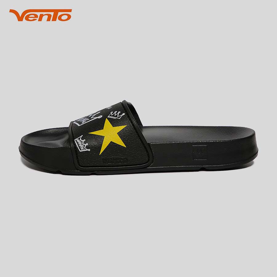 dép vento nam nữ quai ngang Fl06 - màu đen hình vương miện - sandal unisex