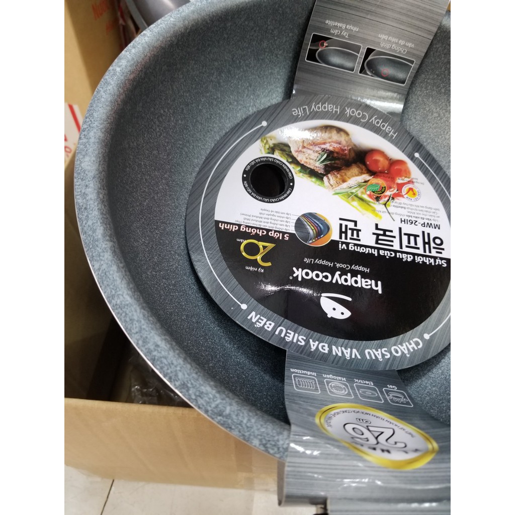CHẢO SÂU HAPPYCOOOK 26 CM - VÂN ĐÁ SIÊU BỀN - MWP-26IH