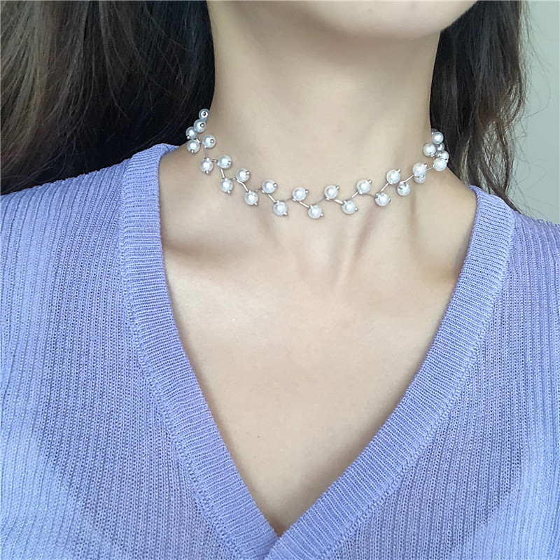 Vòng Cổ Choker Đính Ngọc Trai Kiểu Hàn Quốc Xinh Xắn Cho Nữ