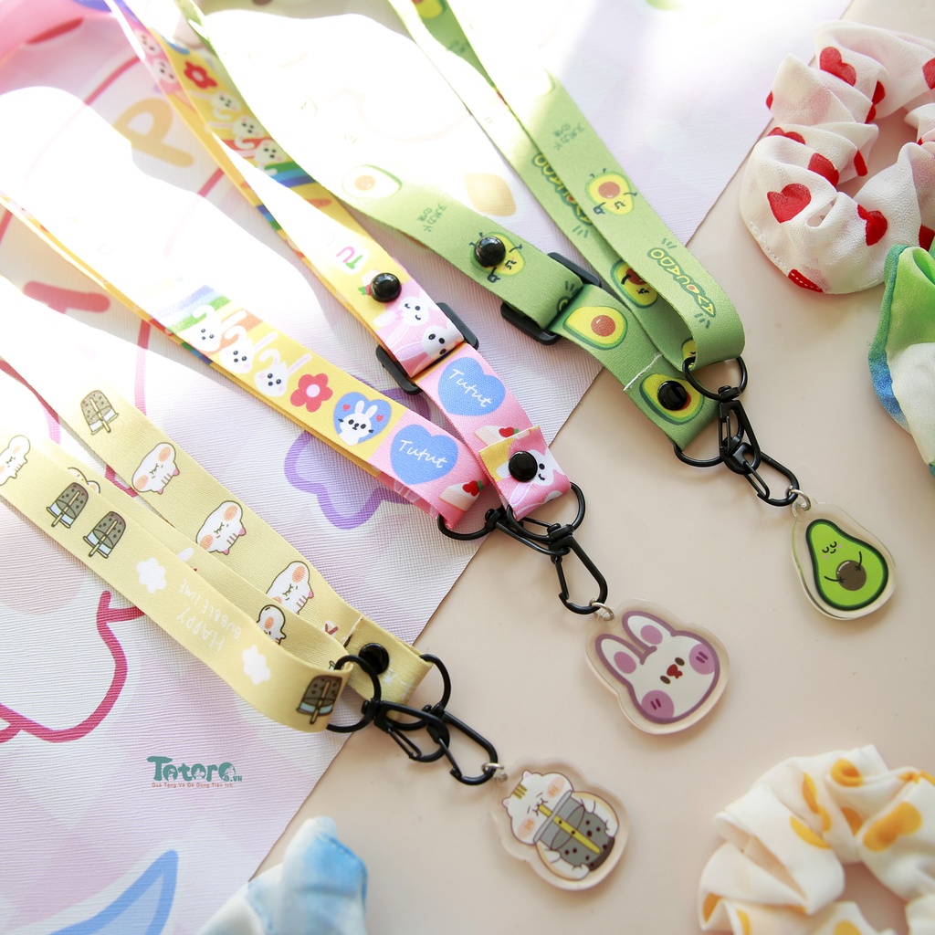 Dây đeo strap dài kèm tag Love My Best Friend - Naruto One Piece - Snoopy - Khủng Long Ngố - Vịt Donal