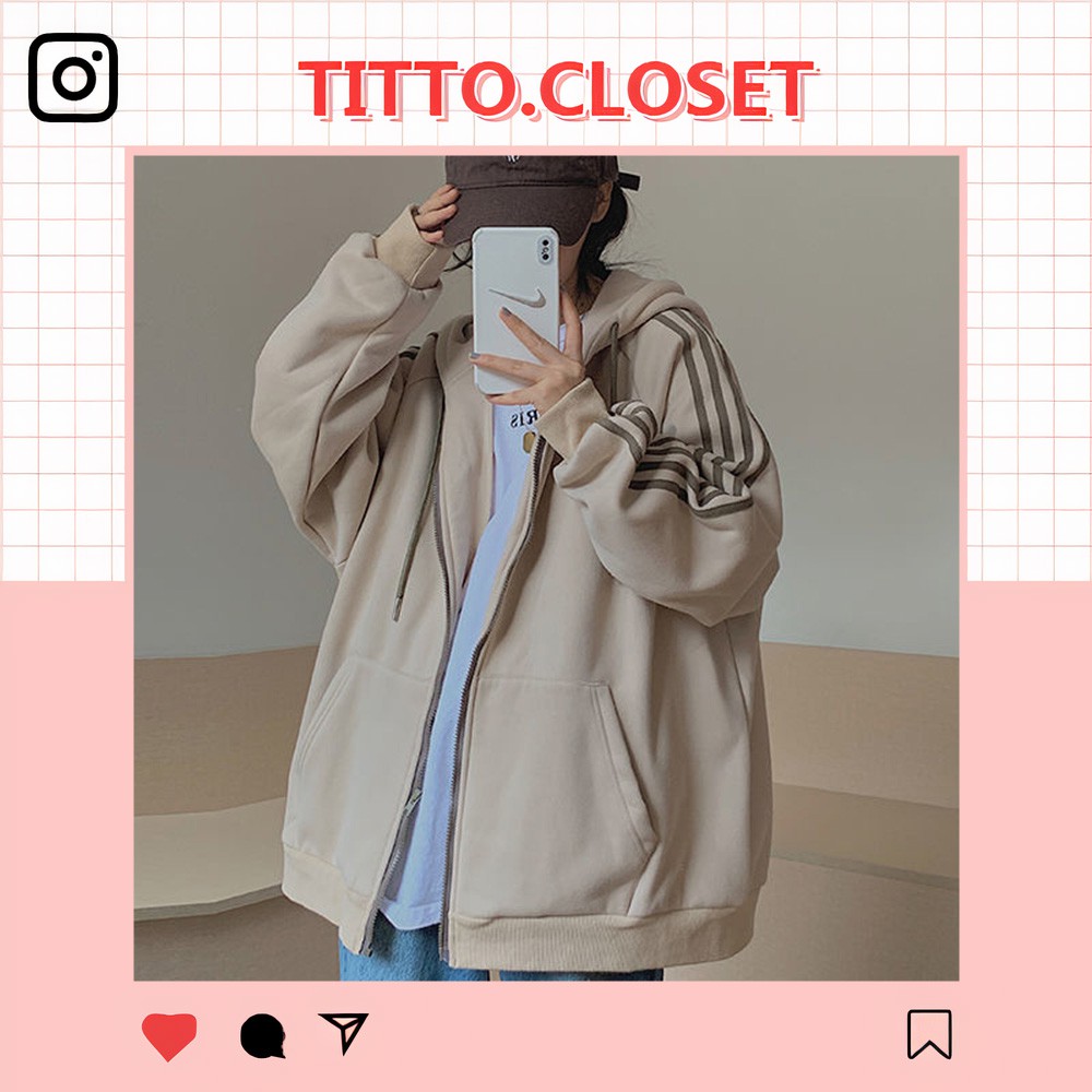 Áo Hoodie Zip Phối Sọc Tay - Titto Closet