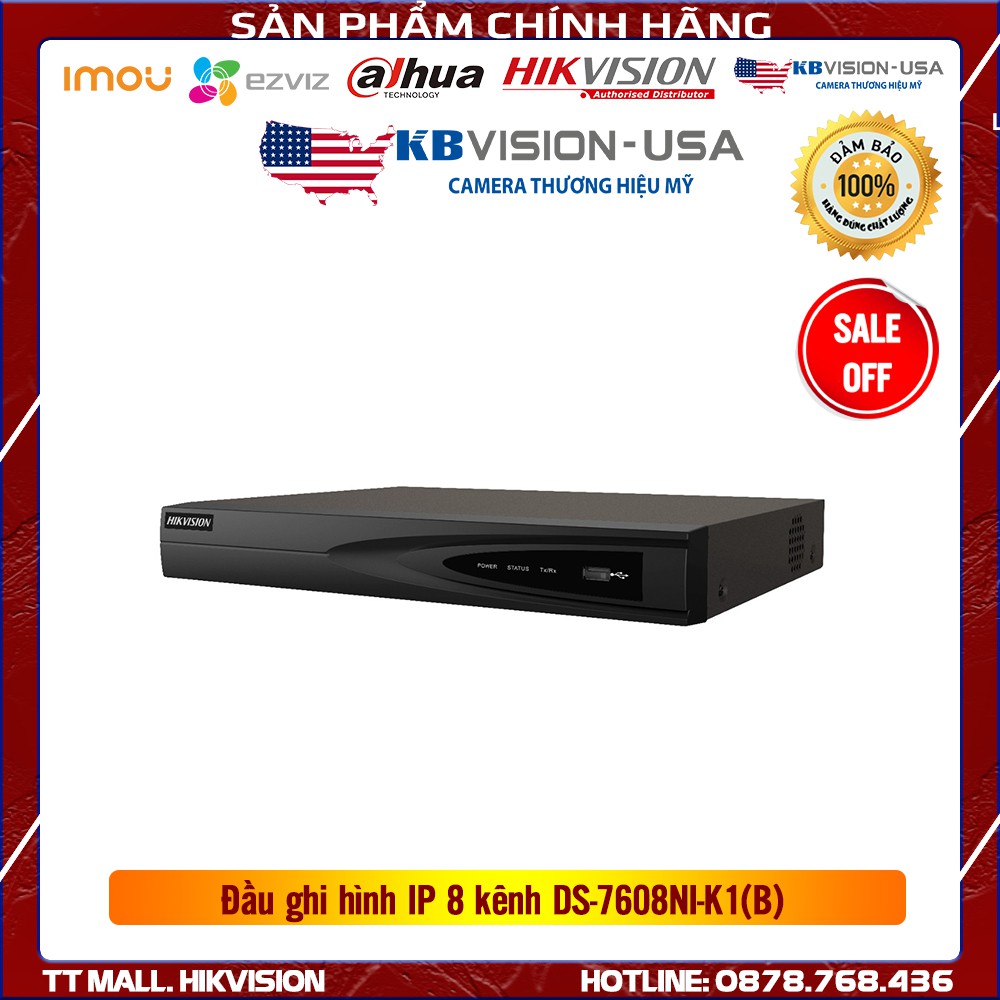 Đầu ghi hình IP 8 kênh vỏ sắt Hikvision DS-7608NI-K1(B) HÀNG CHÍNH HÃNG