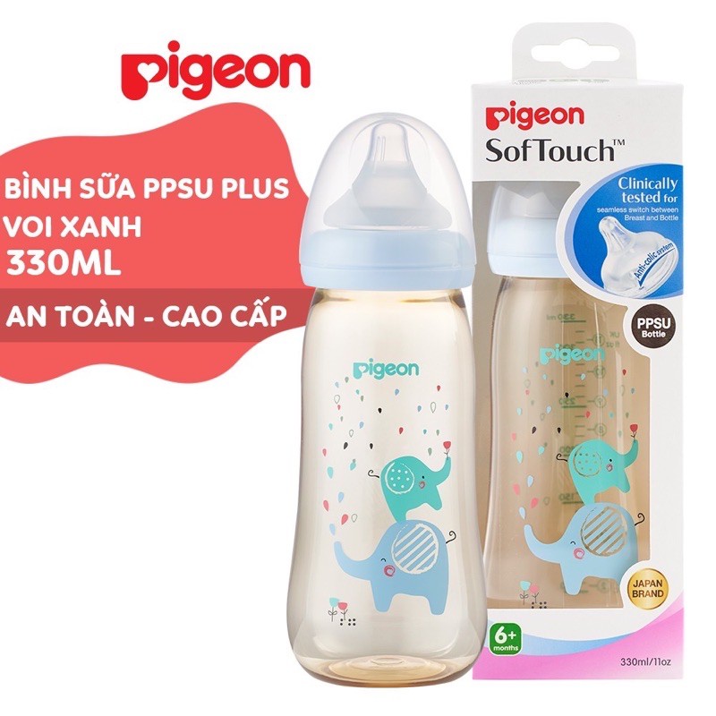 Bình Sữa PPSU Plus Cao Cấp Pigeon 330ml