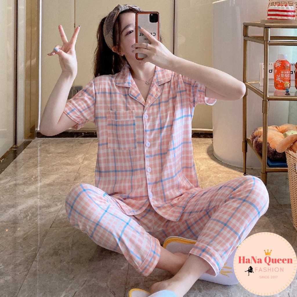 [Sẵn Hàng] Bộ đồ ngủ Pijama ngắn tay quần dài phong cách Hàn Quốc mẫu mới HOT nhất mùa hè thu